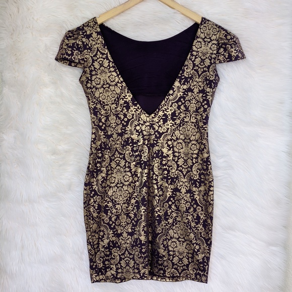 BooHoo Gold and Purple Bodycon Dress - Picture 2 of 5